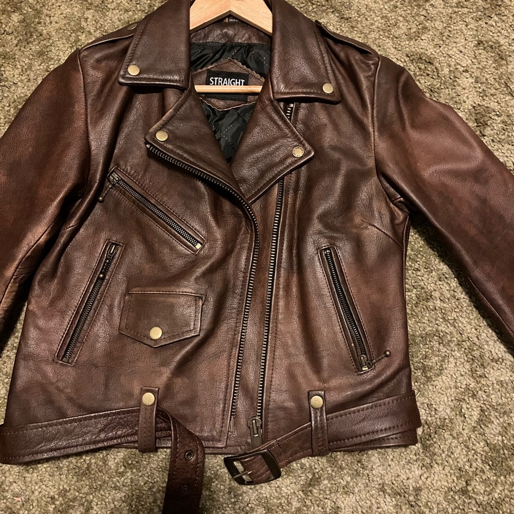 Women's Brown Leather Commando Jacket - image 1